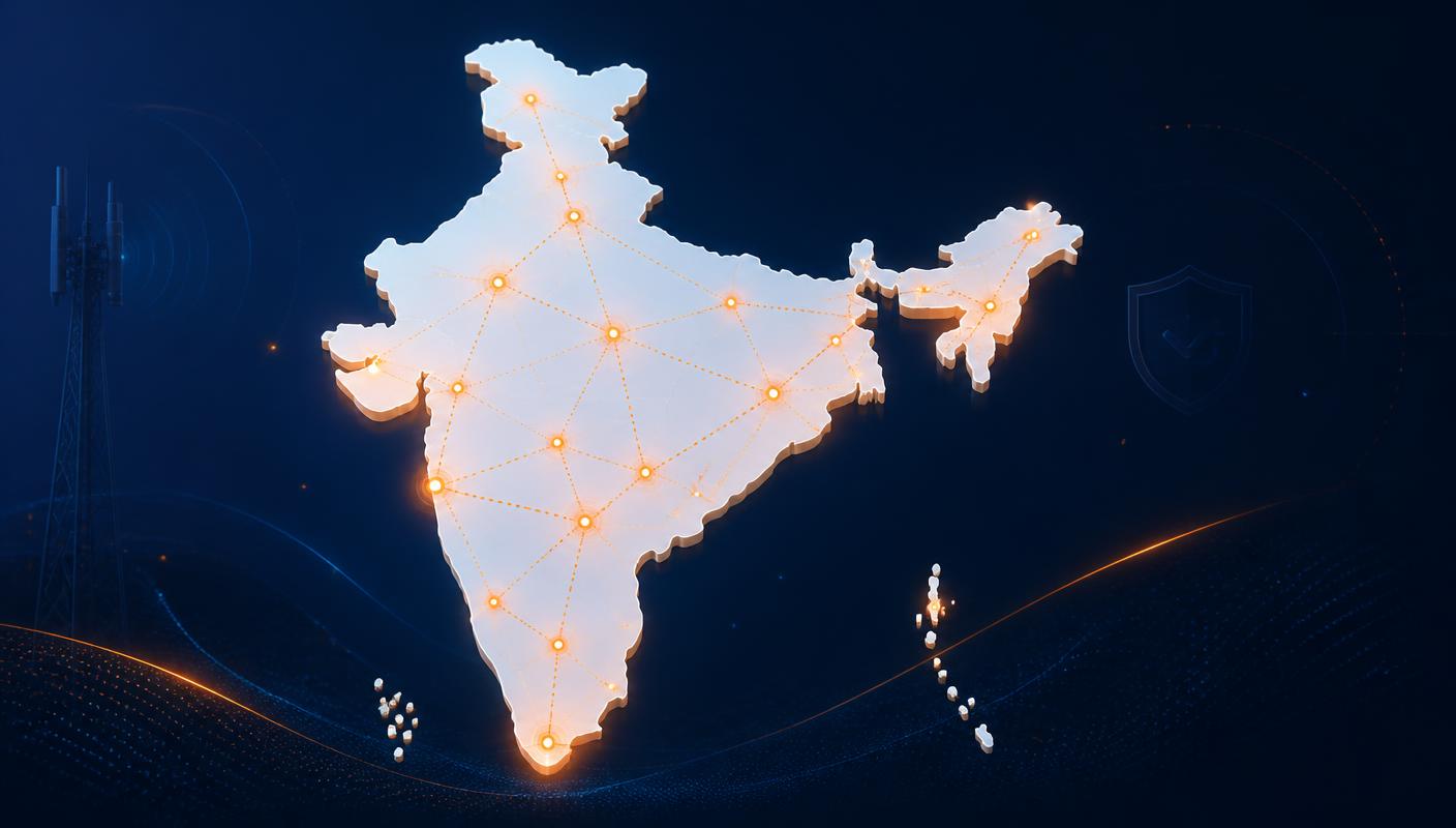 Map of India showing DSR Telecom service coverage